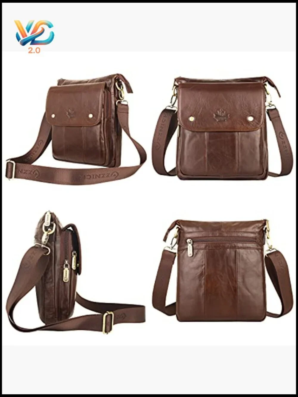 Genuine Leather Messenger Bag Crossbody Shoulder Bag for Travel Work Business